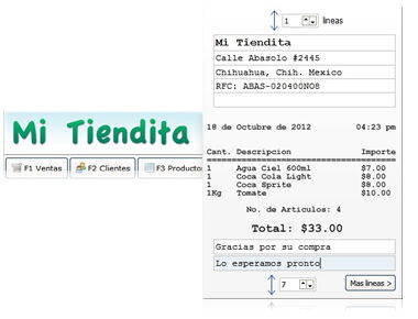 Agrega tu logotipo a la pantalla de captura y tus datos en el ticket